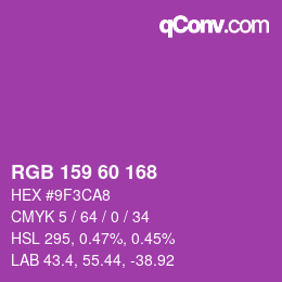 カラーコード: RGB 159 60 168 | qconv.com