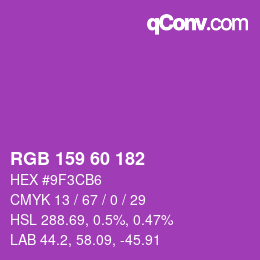 颜色代码: RGB 159 60 182 | qconv.com