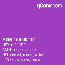 カラーコード: RGB 159 60 191 | qconv.com