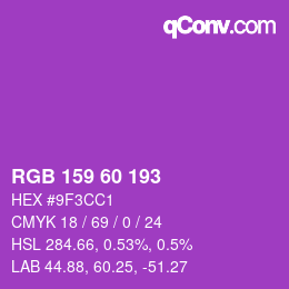 カラーコード: RGB 159 60 193 | qconv.com