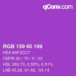 カラーコード: RGB 159 60 199 | qconv.com