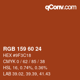 Color code: RGB 159 60 24 | qconv.com