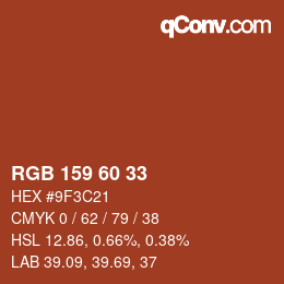 カラーコード: RGB 159 60 33 | qconv.com