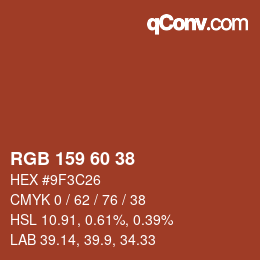Color code: RGB 159 60 38 | qconv.com