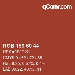 カラーコード: RGB 159 60 44 | qconv.com