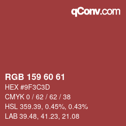 カラーコード: RGB 159 60 61 | qconv.com