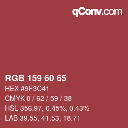 カラーコード: RGB 159 60 65 | qconv.com
