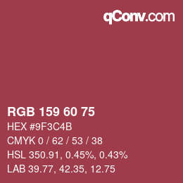 Código de color: RGB 159 60 75 | qconv.com