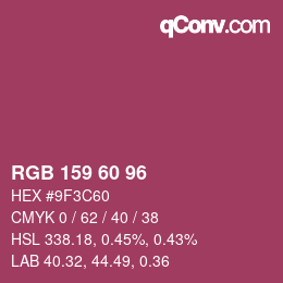 カラーコード: RGB 159 60 96 | qconv.com