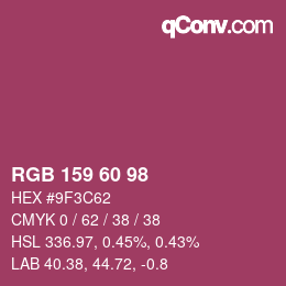カラーコード: RGB 159 60 98 | qconv.com