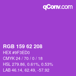 カラーコード: RGB 159 62 208 | qconv.com