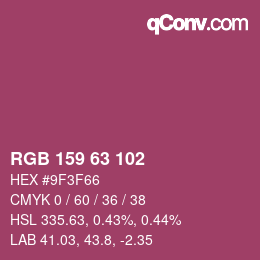Color code: RGB 159 63 102 | qconv.com