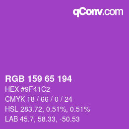 カラーコード: RGB 159 65 194 | qconv.com