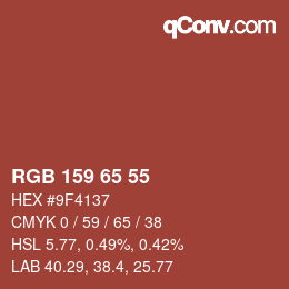 カラーコード: RGB 159 65 55 | qconv.com