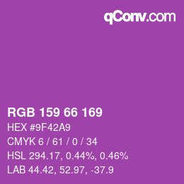 颜色代码: RGB 159 66 169 | qconv.com