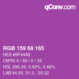 カラーコード: RGB 159 68 165 | qconv.com