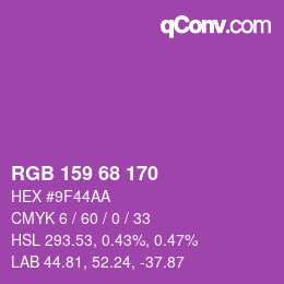 カラーコード: RGB 159 68 170 | qconv.com