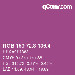 カラーコード: RGB 159 72.8 136.4 | qconv.com