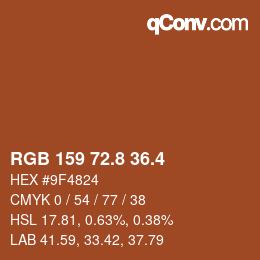 カラーコード: RGB 159 72.8 36.4 | qconv.com