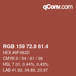 カラーコード: RGB 159 72.8 61.4 | qconv.com