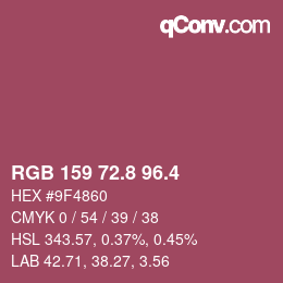 カラーコード: RGB 159 72.8 96.4 | qconv.com