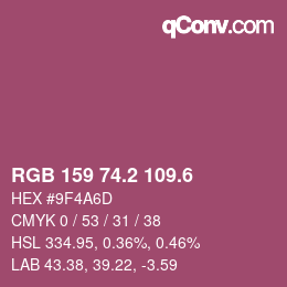 カラーコード: RGB 159 74.2 109.6 | qconv.com