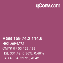 カラーコード: RGB 159 74.2 114.6 | qconv.com