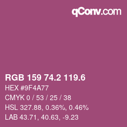 カラーコード: RGB 159 74.2 119.6 | qconv.com