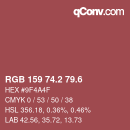 カラーコード: RGB 159 74.2 79.6 | qconv.com