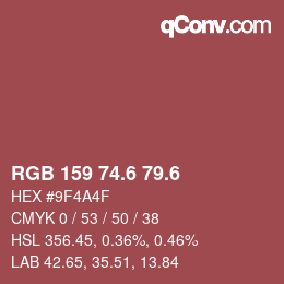 カラーコード: RGB 159 74.6 79.6 | qconv.com