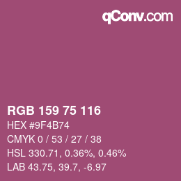 カラーコード: RGB 159 75 116 | qconv.com