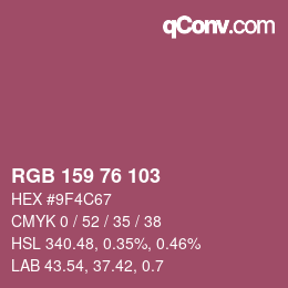 Color code: RGB 159 76 103 | qconv.com