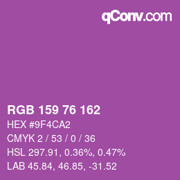 Color code: RGB 159 76 162 | qconv.com