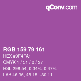 Farbcode: RGB 159 79 161 | qconv.com