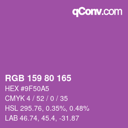 カラーコード: RGB 159 80 165 | qconv.com