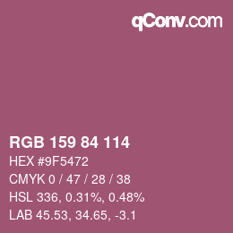 Color code: RGB 159 84 114 | qconv.com