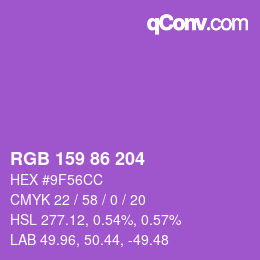 Color code: RGB 159 86 204 | qconv.com