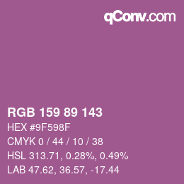 カラーコード: RGB 159 89 143 | qconv.com