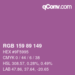 Color code: RGB 159 89 149 | qconv.com