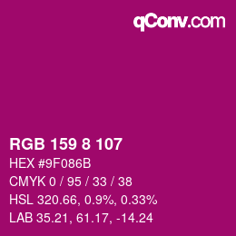 カラーコード: RGB 159 8 107 | qconv.com
