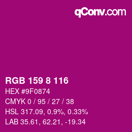 Color code: RGB 159 8 116 | qconv.com