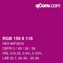 Color code: RGB 159 8 118 | qconv.com