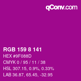 Color code: RGB 159 8 141 | qconv.com