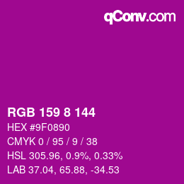 Color code: RGB 159 8 144 | qconv.com