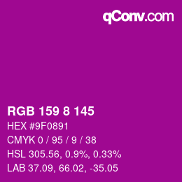 Color code: RGB 159 8 145 | qconv.com