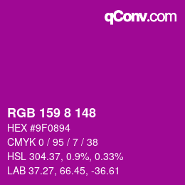 Color code: RGB 159 8 148 | qconv.com
