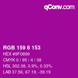 Color code: RGB 159 8 153 | qconv.com