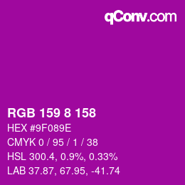 Color code: RGB 159 8 158 | qconv.com