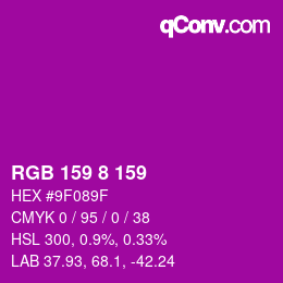 Color code: RGB 159 8 159 | qconv.com