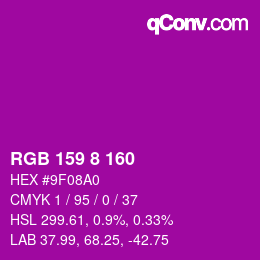 カラーコード: RGB 159 8 160 | qconv.com